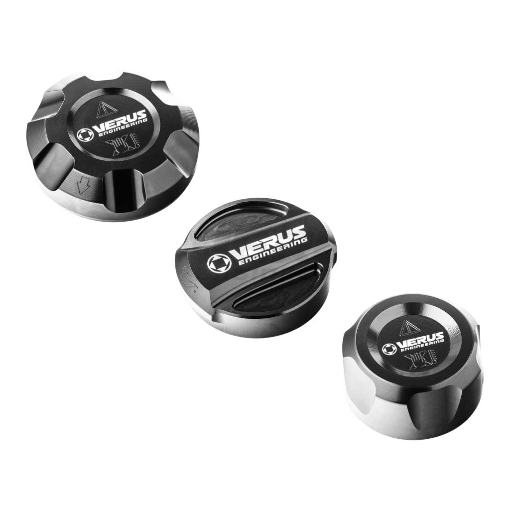 VERUS ENGINEERING A0402A-BLK Engine Bay Fluid Cap Kit, Black for BMW M330i/M340ix (G20) / BMW M440i (G26) / BMW M240i (G42) / BMW M440 (G22/G23) Photo-0 