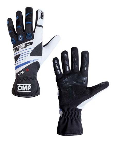 OMP KB0-2743-B01-175-005 (KK02743E175005) Karting gloves children KS-3 my2018, black/blue/white, size 5 Photo-0 