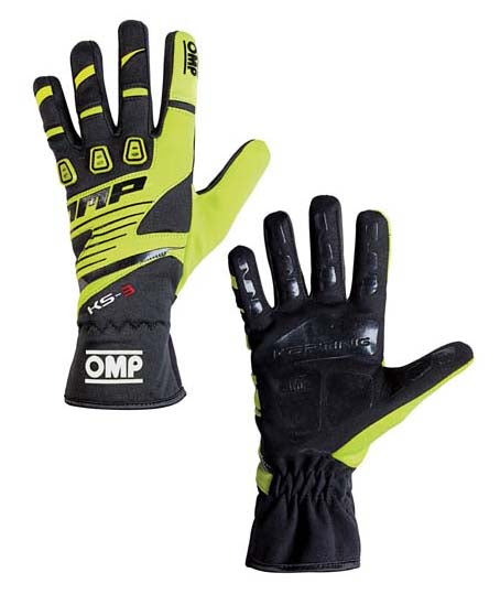 OMP KB0-2743-B01-059-004 (KK02743E059004) Karting gloves children KS-3 my2018, black/fluo yellow, size 4 Photo-0 