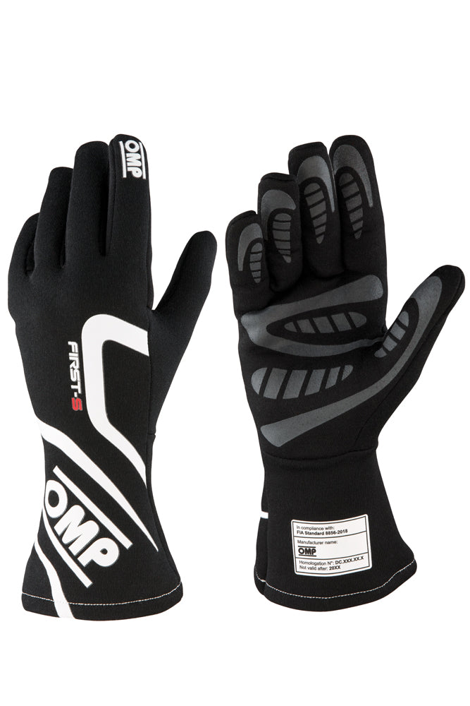 OMP IB0-0761-C01-071-S (IB/761A/N/S) FIRST-S my2020 Racing gloves, FIA 8856-2018, black, size S Photo-0 