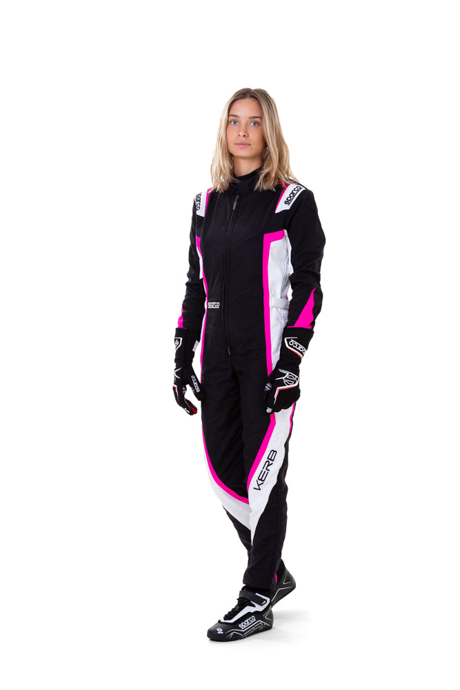 SPARCO 002341LNRBF120 KERB YOUTH GIRL Kart suit, CIK, black/white/magenta, size 120 Photo-1 