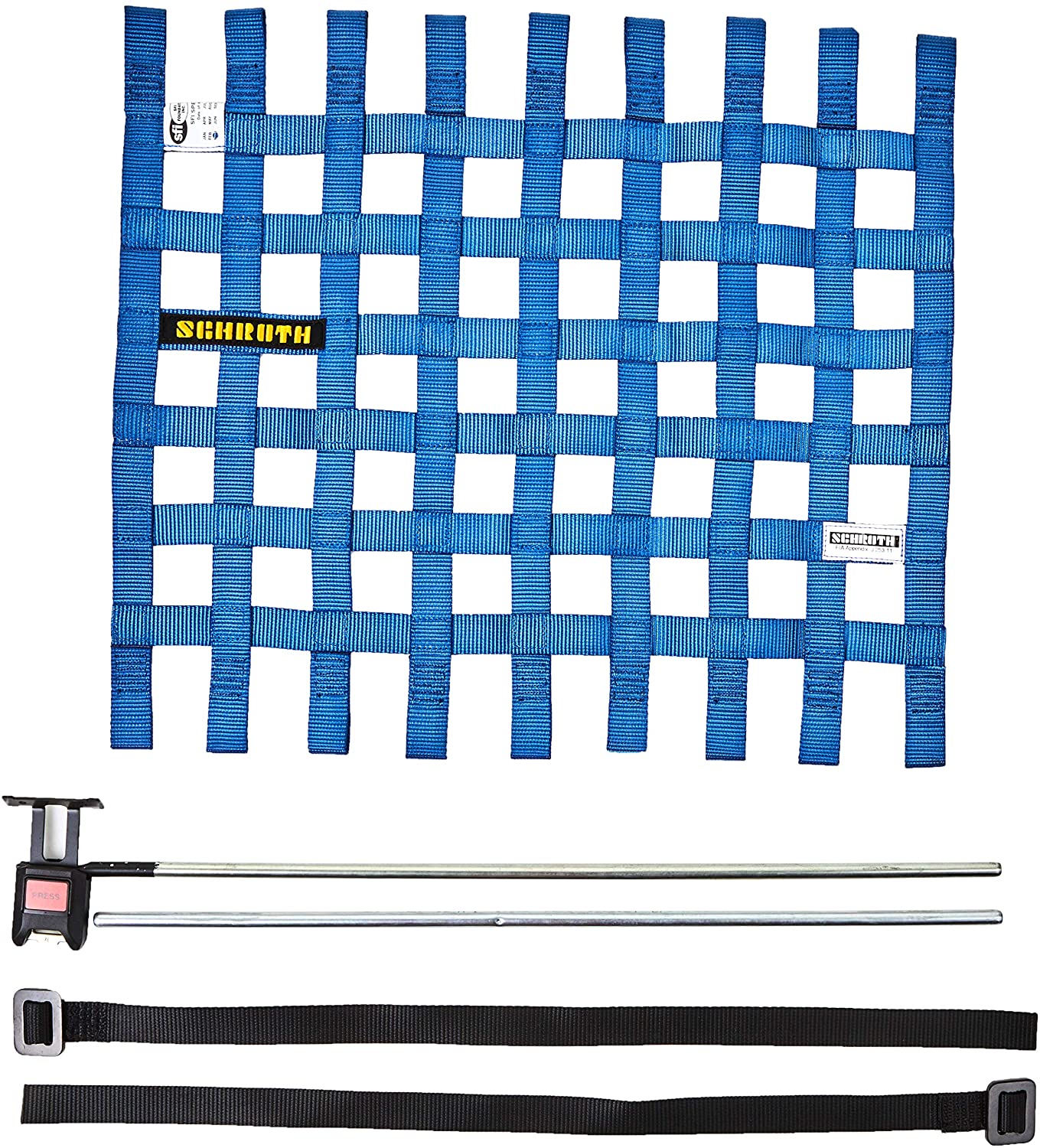 SCHROTH 09043-1 Window Net 400 mm x 405 mm (15.75 “x 16“) (blue) left SFI/FIA Photo-0 