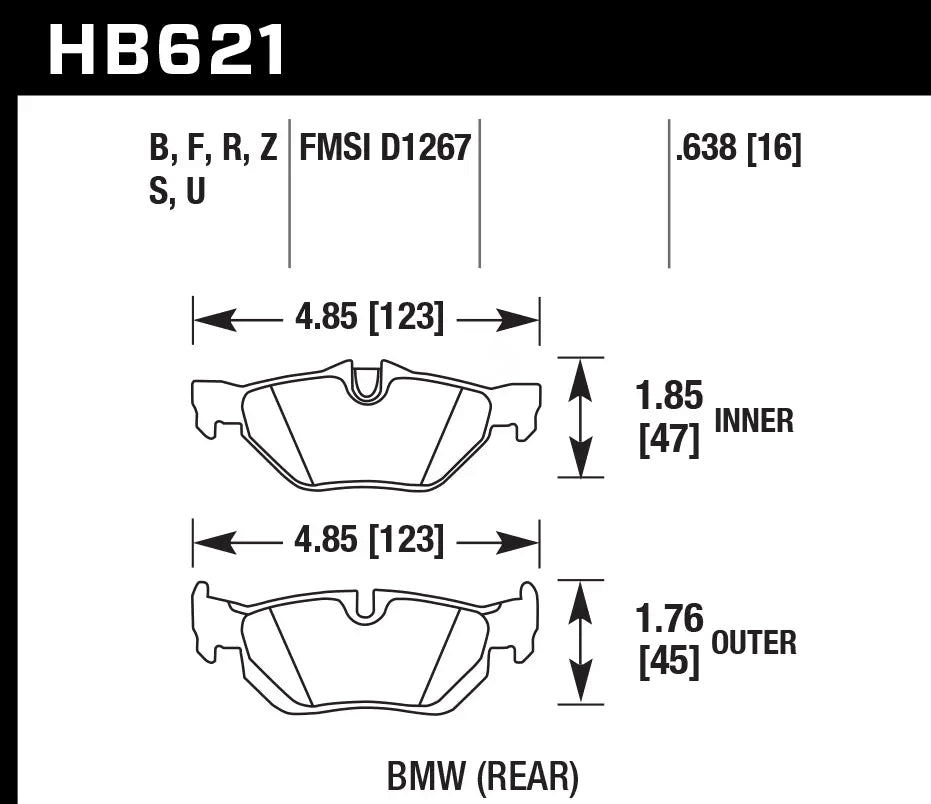 HAWK HB621D.638 Rear Brake Pads ER-1 Endurance Racing for BMW 325 xDrive 3.0 2010-2012 Photo-1 