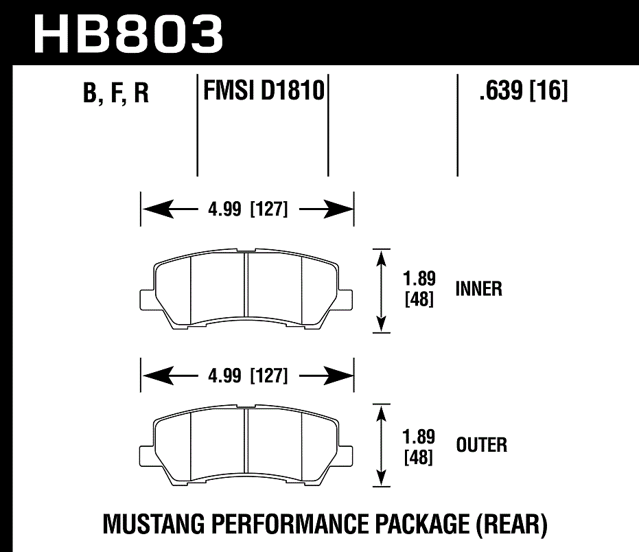 HAWK HB803D.639 Rear Brake Pads ER-1 Endurance Racing for FORD Mustang 5.0L 2015-2020 Photo-1 