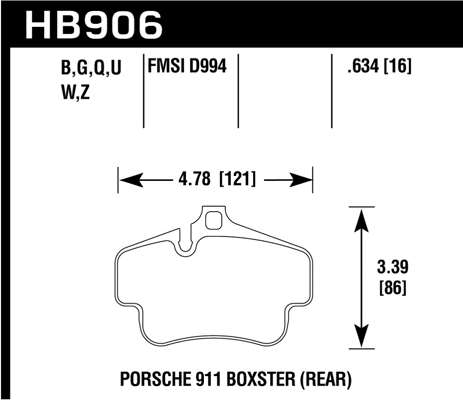 HAWK HB906D.634 Front Brake Pads ER-1 Endurance Racing for PORSCHE 911 3.6L 2001-2002 Photo-1 
